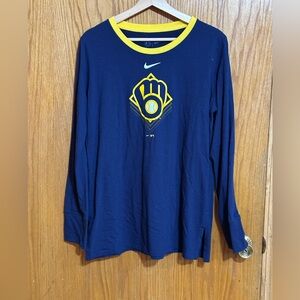 Nike women’s‎ Milwaukee Brewers  Blue Long Sleeve Shirt sz Lg(H)